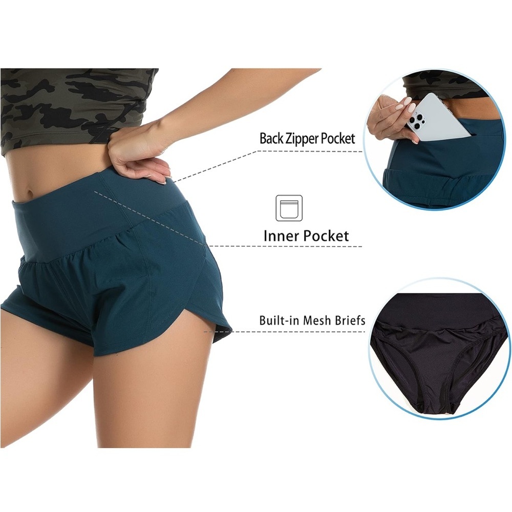 ✨2 for $35 ALL SHORTS! GYM PEOPLE - Running Shorts 4" DARK TEAL Small - Picture 4 of 8